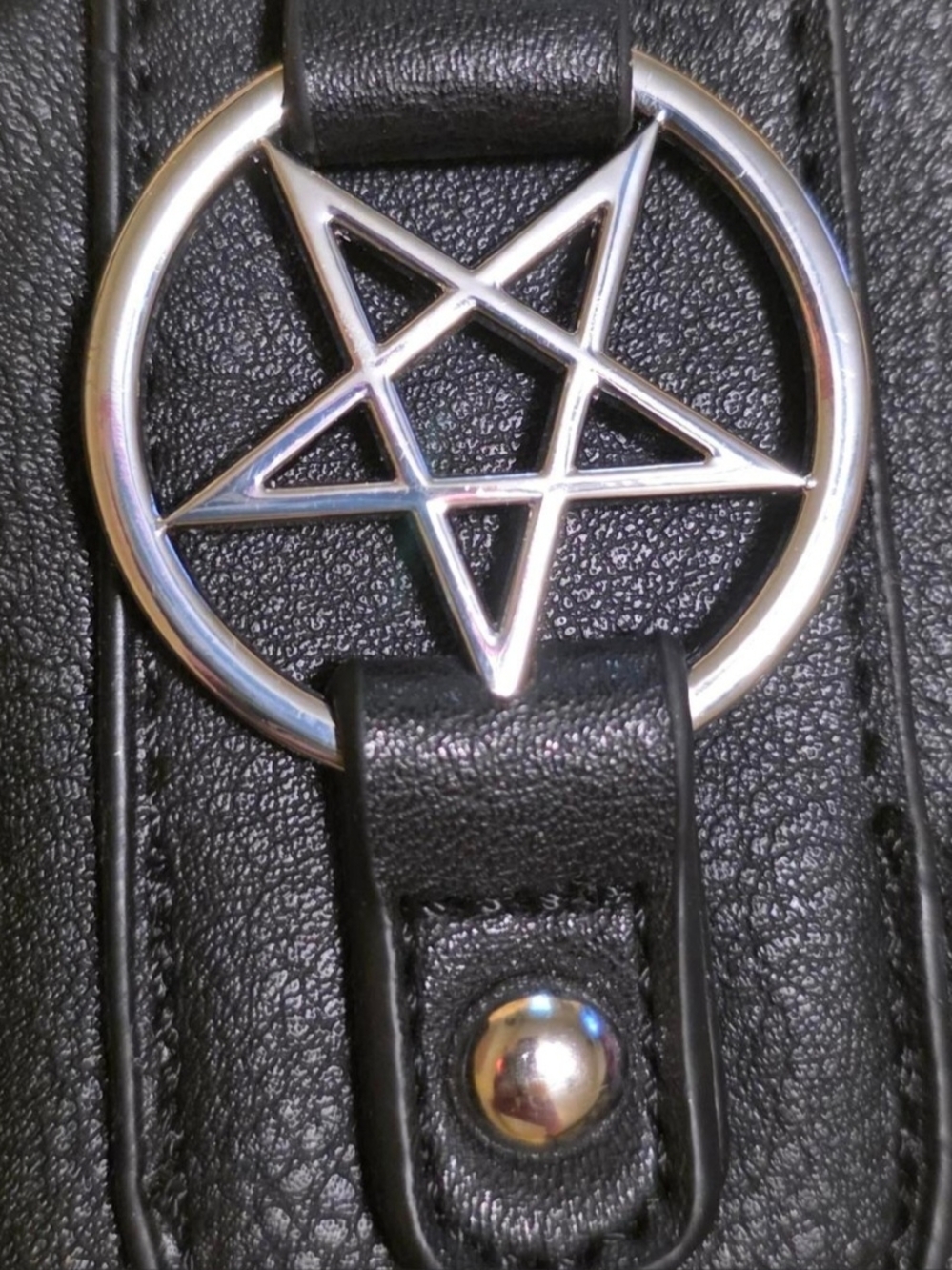 Killstar Killjoy Black Faux Leather Goth Bag w/Pentagram & Corset Accents - Picture 4 of 12